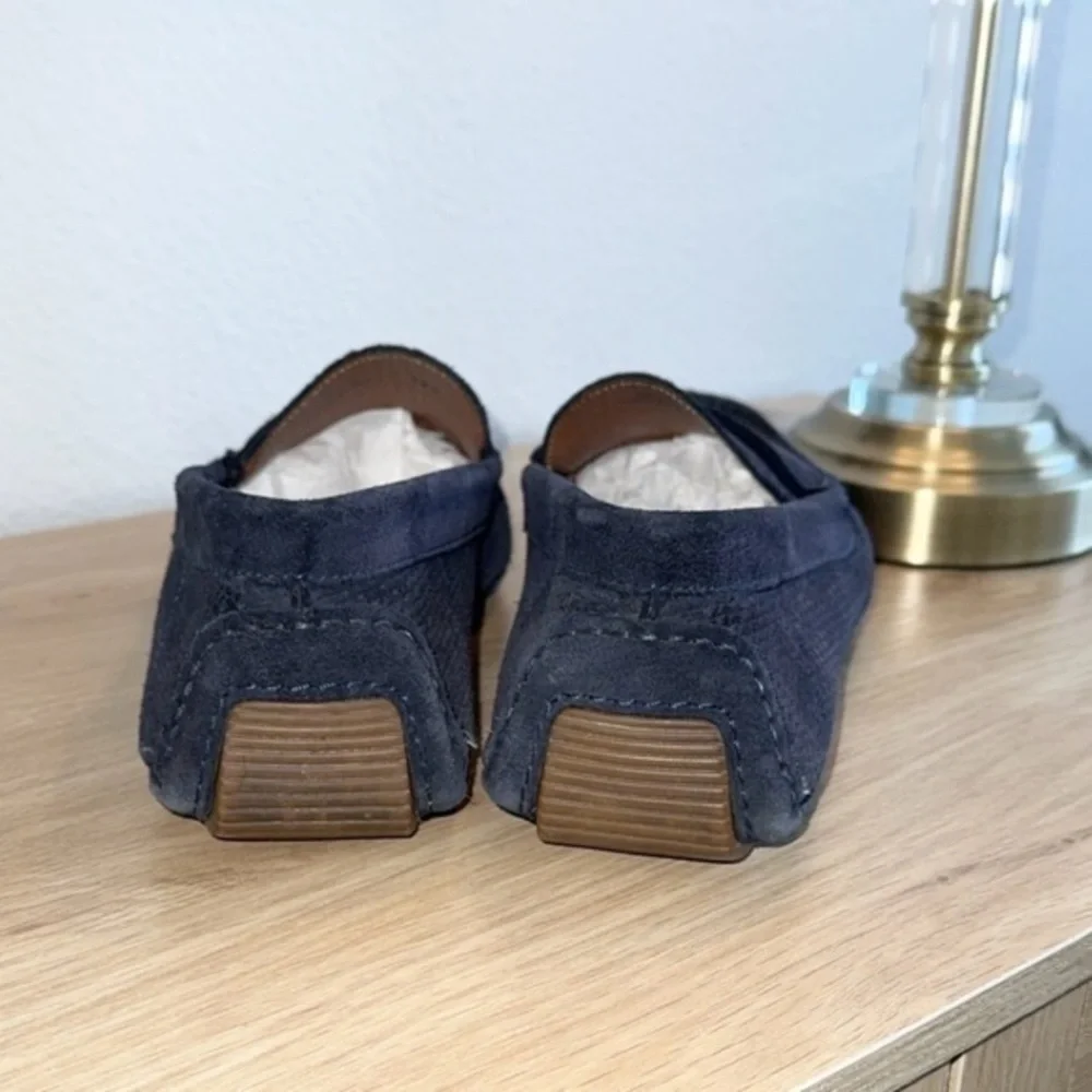 Aquatalia Bruce Weatherproof Navy‎ Blue Woven Leather Suede Driving Loafers 10.5